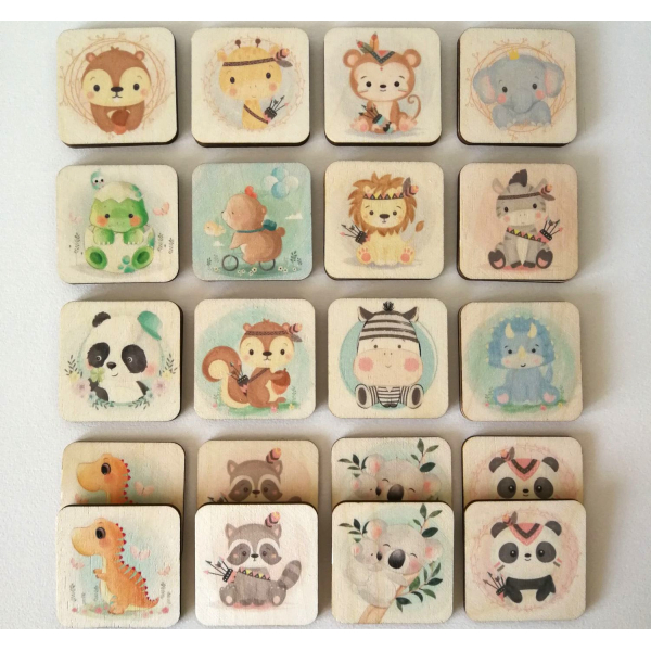 memory pamięć gra drewniane tabliczki zwierzątka zabawa dla dzieci prezent 